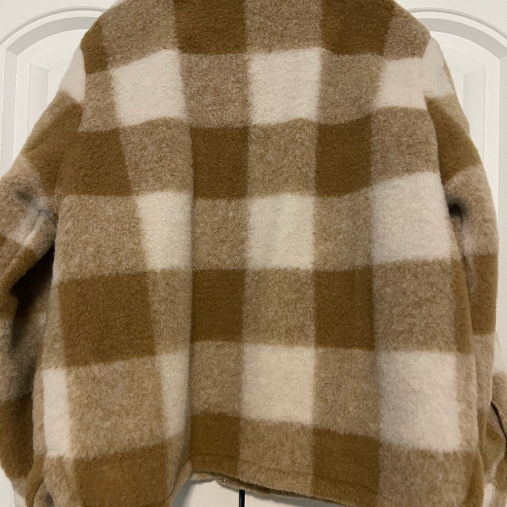 Rylee + Cru Shearling Chore Coat in Brass Checker kids size 4-5Y - Picture 3 of 3